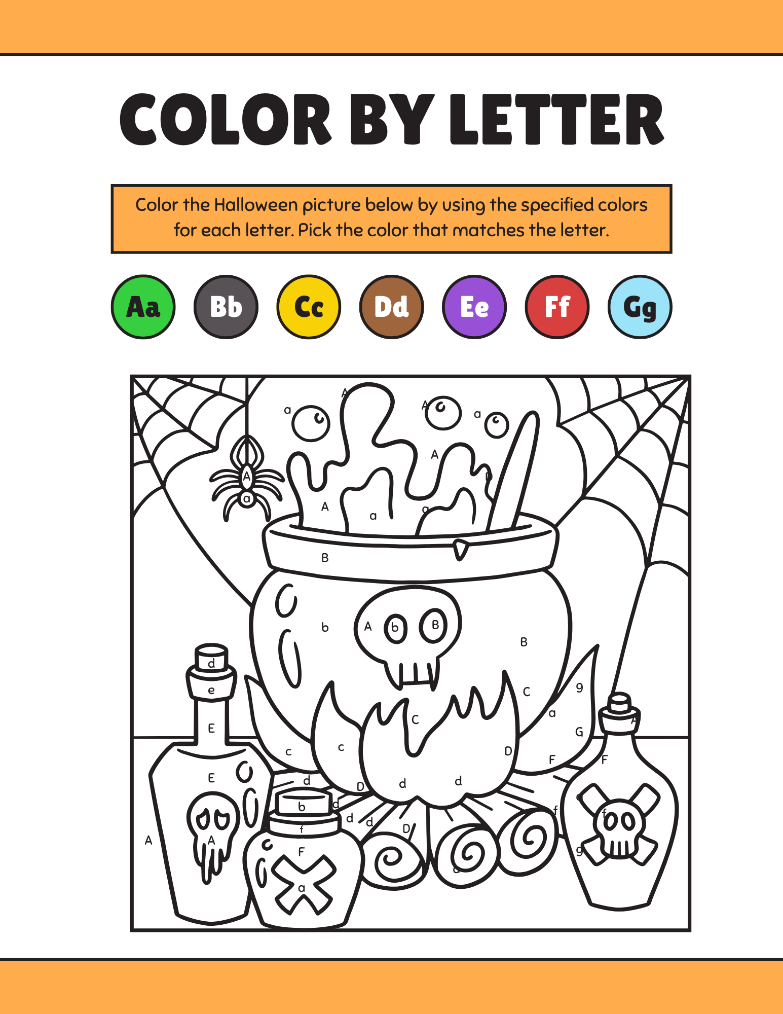 Original Color by letter activity page